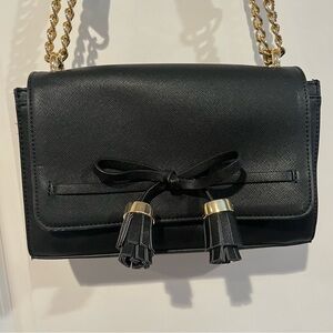 Kate Landry Black Chain Strap Crossbody Bag Tassel Detail Like New